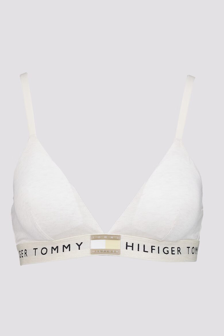 Tommy Hilfiger Триъгълен сутиен с подплънки и лого Слонова кост/Tъмносив