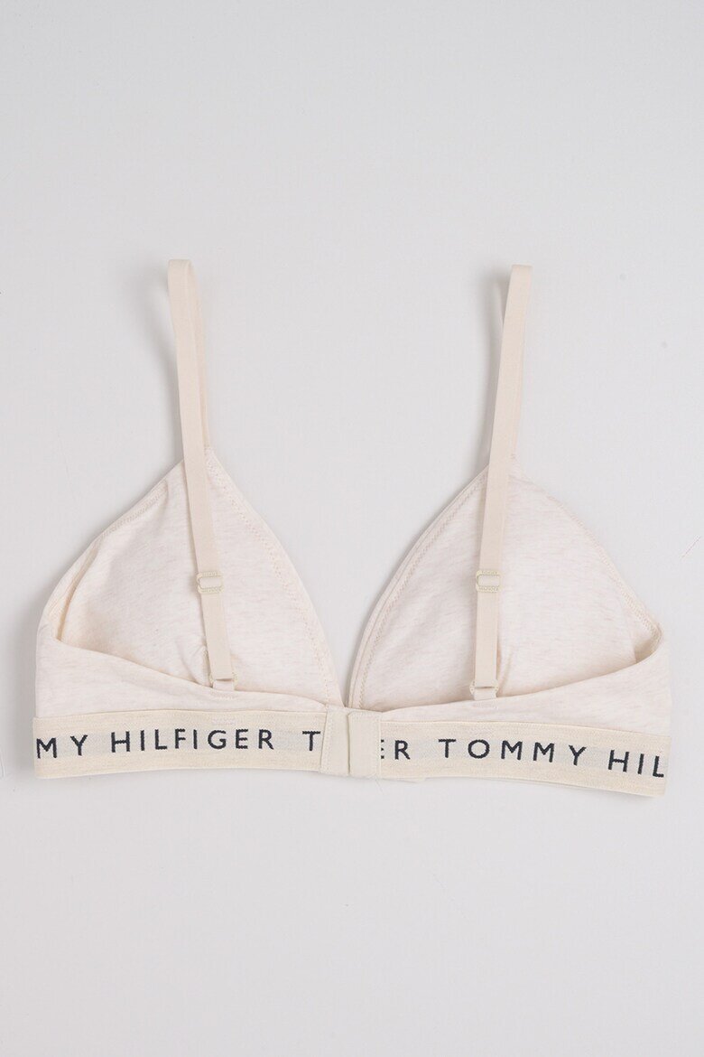 Tommy Hilfiger Триъгълен сутиен с подплънки и лого Слонова кост/Tъмносив