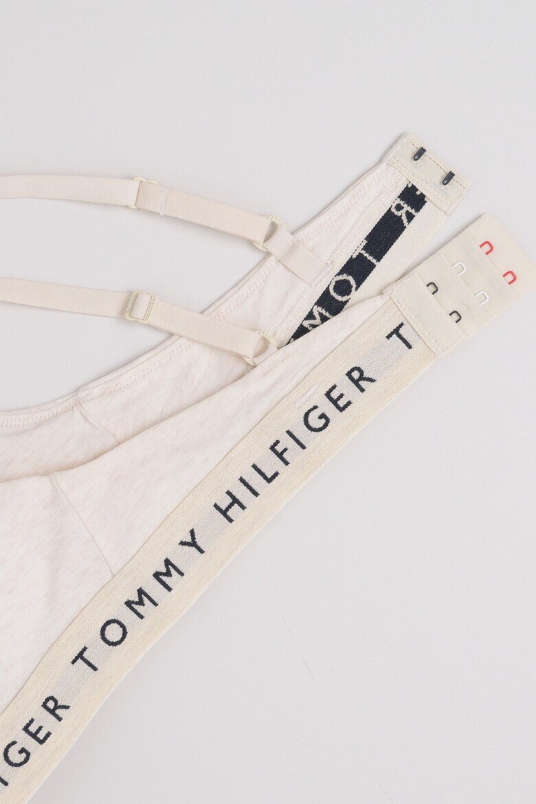 Tommy Hilfiger Триъгълен сутиен с подплънки и лого Слонова кост/Tъмносив