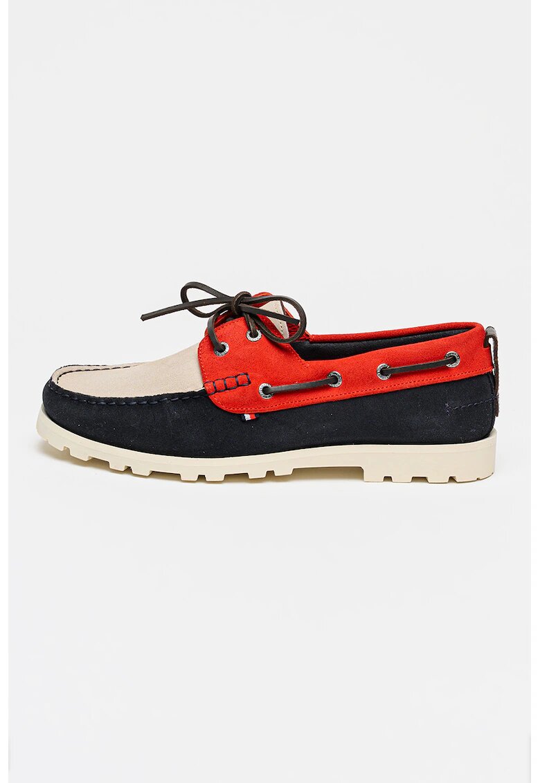 Tommy Hilfiger Велурени мокасини - Ултрамарин синьо/Мръснобял