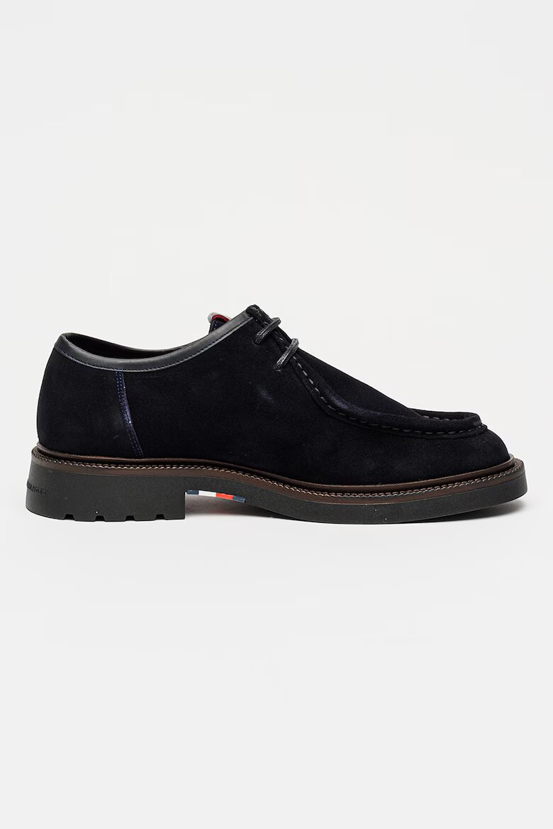 Tommy Hilfiger Велурени мокасини Comfort с връзки Тъмносин