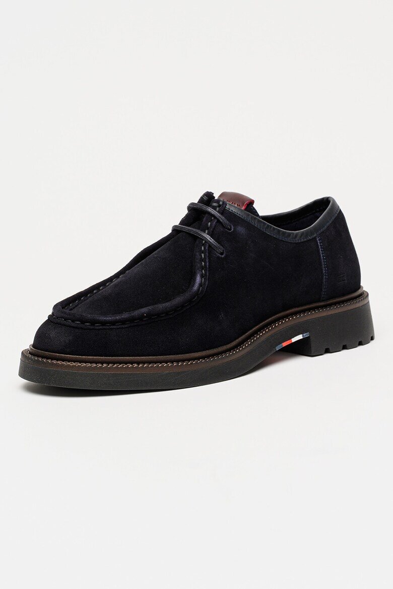 Tommy Hilfiger Велурени мокасини Comfort с връзки Тъмносин