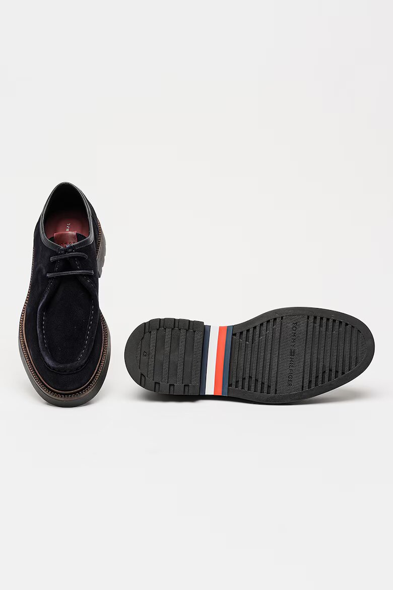 Tommy Hilfiger Велурени мокасини Comfort с връзки Тъмносин