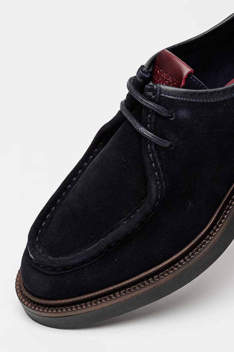 Tommy Hilfiger Велурени мокасини Comfort с връзки Тъмносин