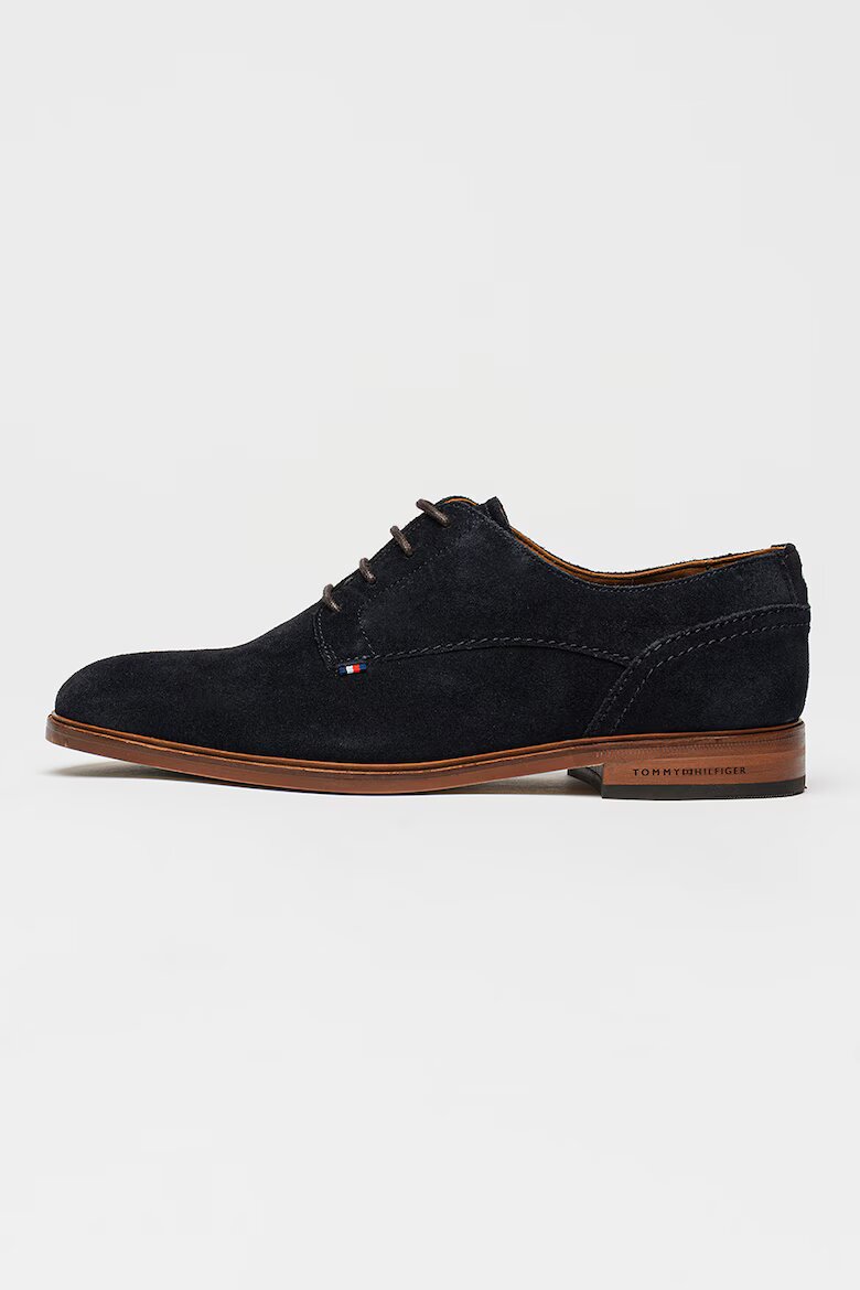 Tommy Hilfiger Велурени обувки Derby Черен/Карамел