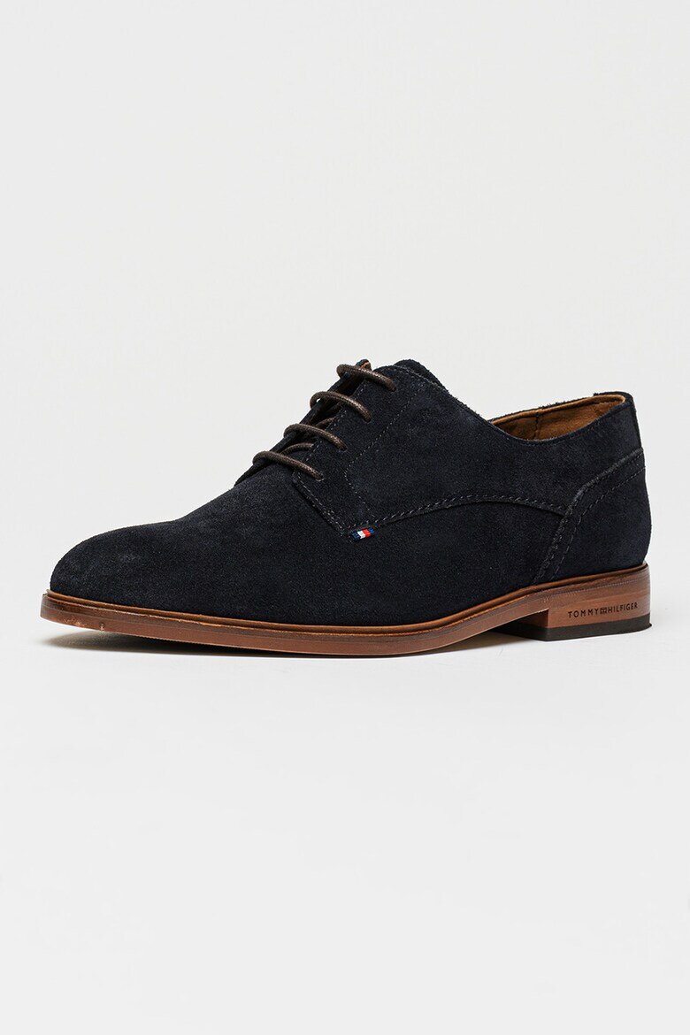 Tommy Hilfiger Велурени обувки Derby Черен/Карамел