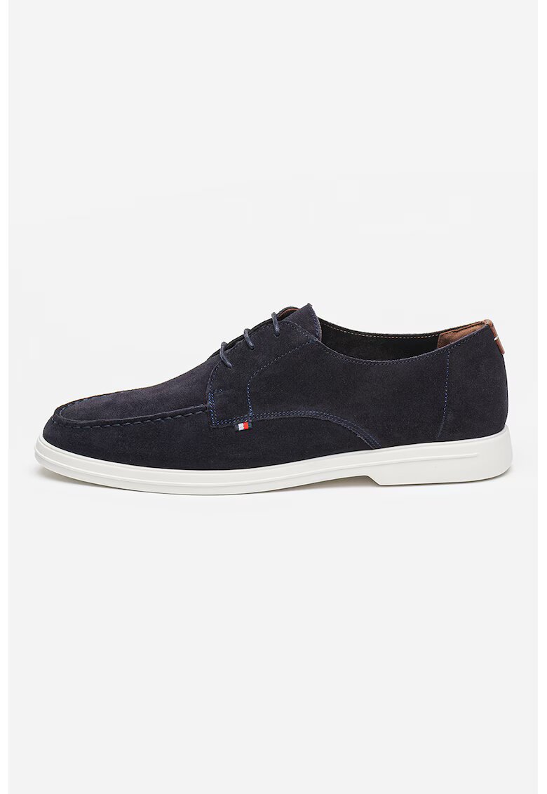 Tommy Hilfiger Велурени обувки Derby - Мръснобял/Тъмносин