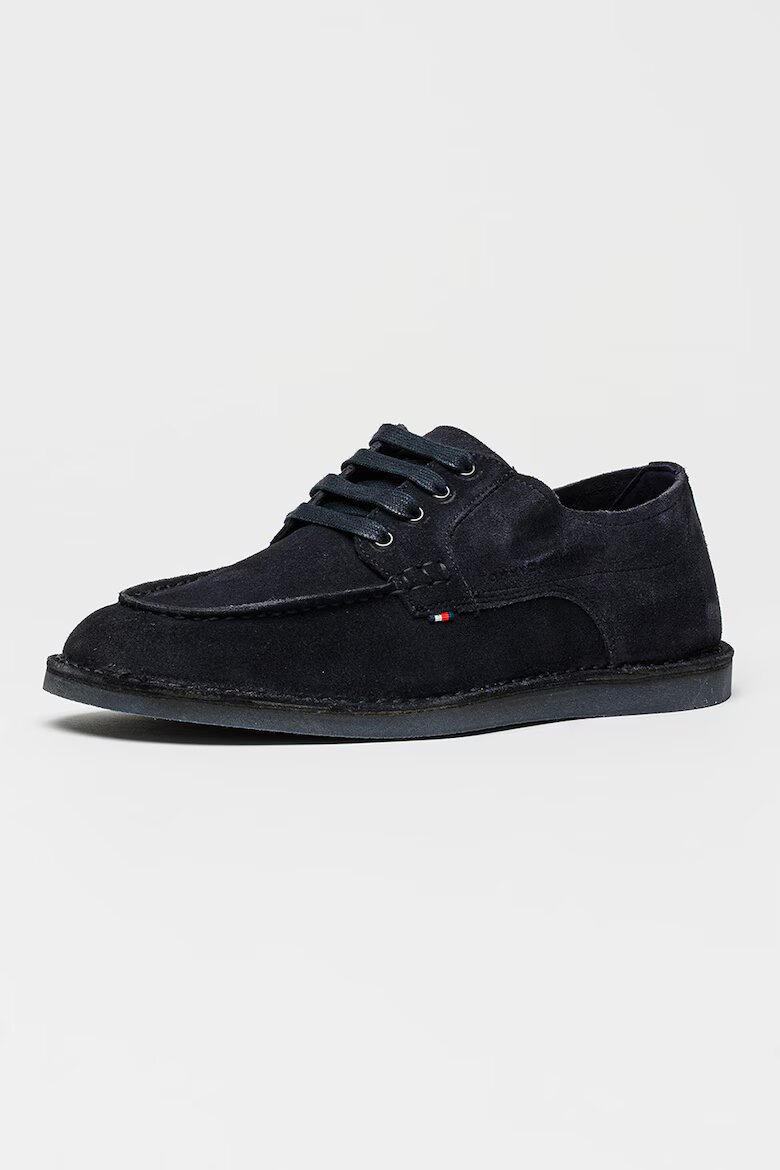 Tommy Hilfiger Велурени обувки Stitchdown Derby Черен