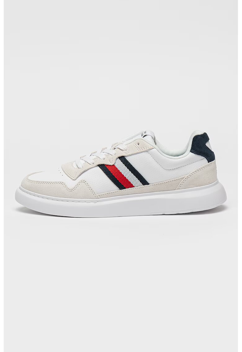 Tommy Hilfiger Велурени спортни обувки със синтетика - Червен/Слонова кост/Тъмносин