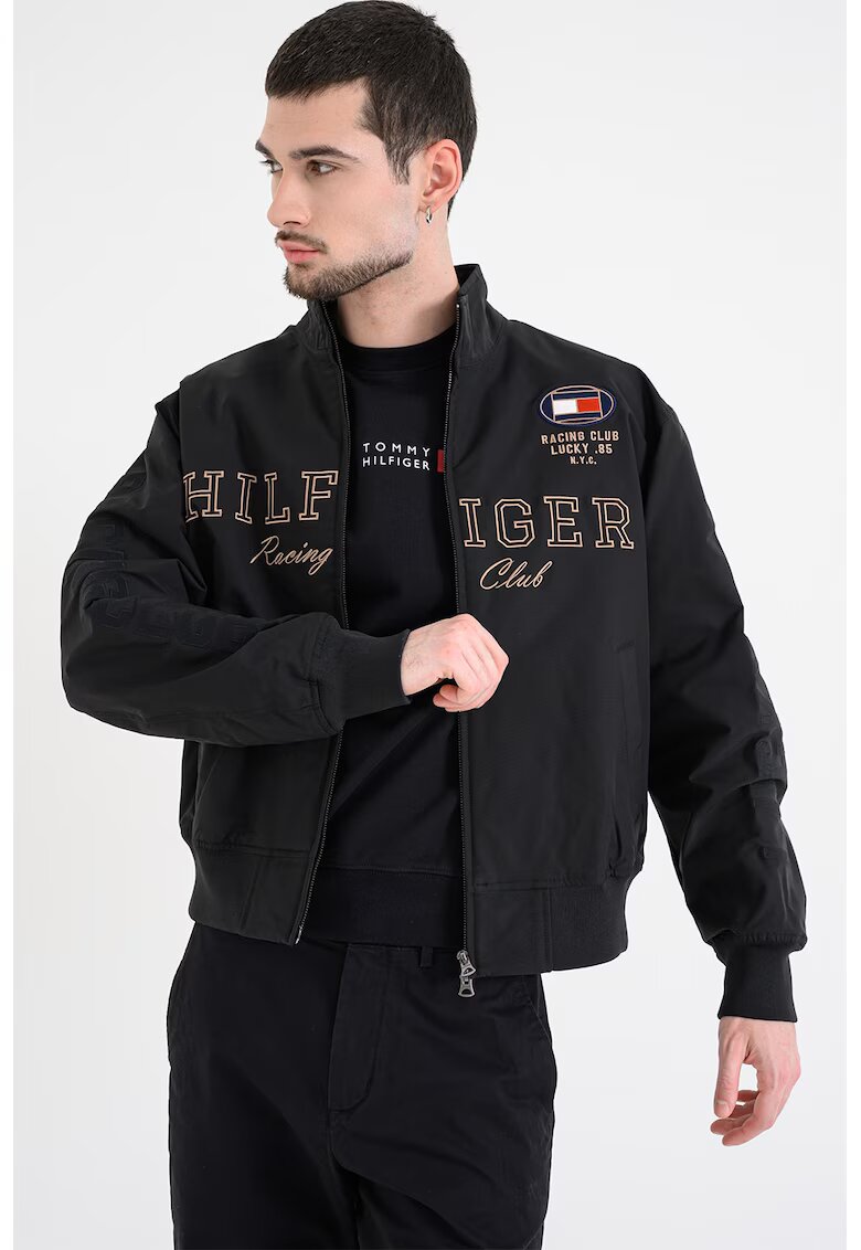 Tommy Hilfiger Яке бомбър с паднали ръкави - Черен