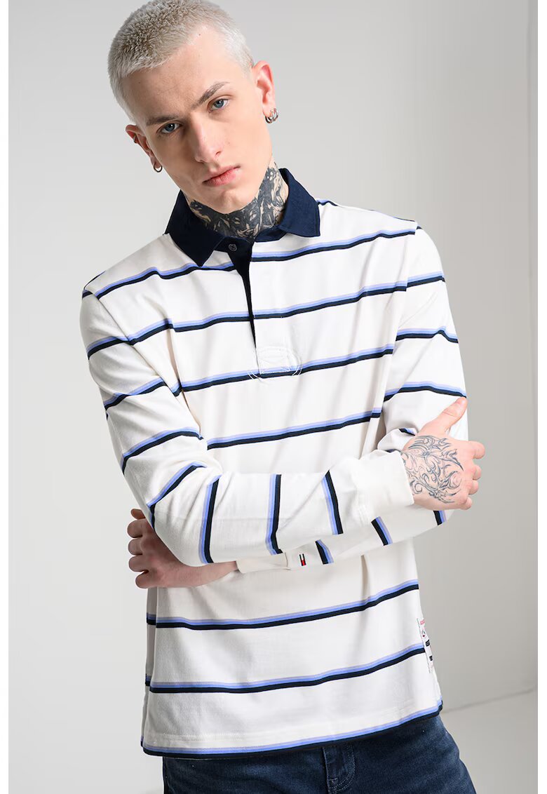 Tommy Jeans Блуза със стандартна кройка и райе - Бял/Тъмносин