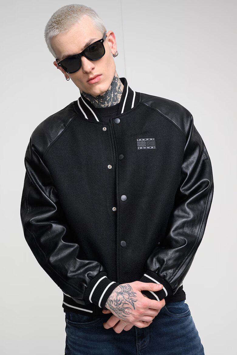 Tommy Jeans Бомбър яке с вълна Черен