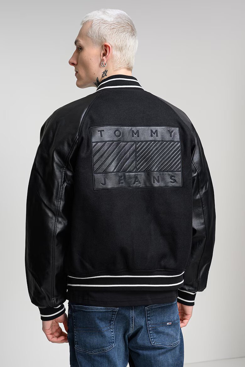 Tommy Jeans Бомбър яке с вълна Черен