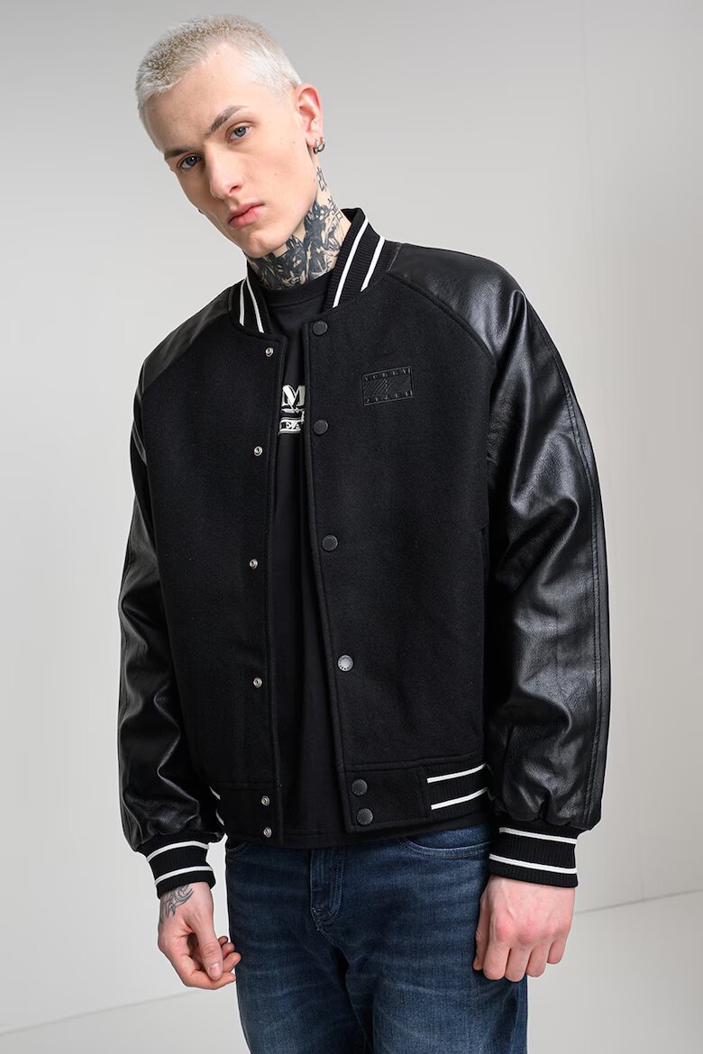 Tommy Jeans Бомбър яке с вълна Черен