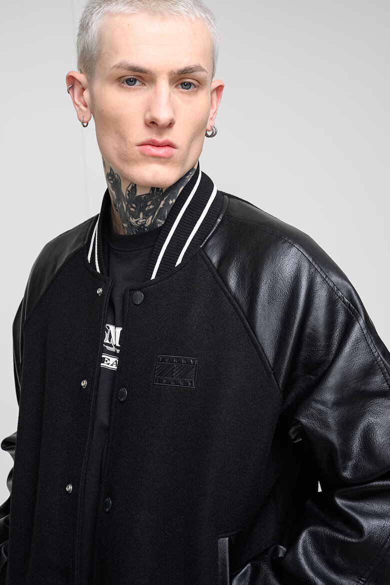 Tommy Jeans Бомбър яке с вълна Черен