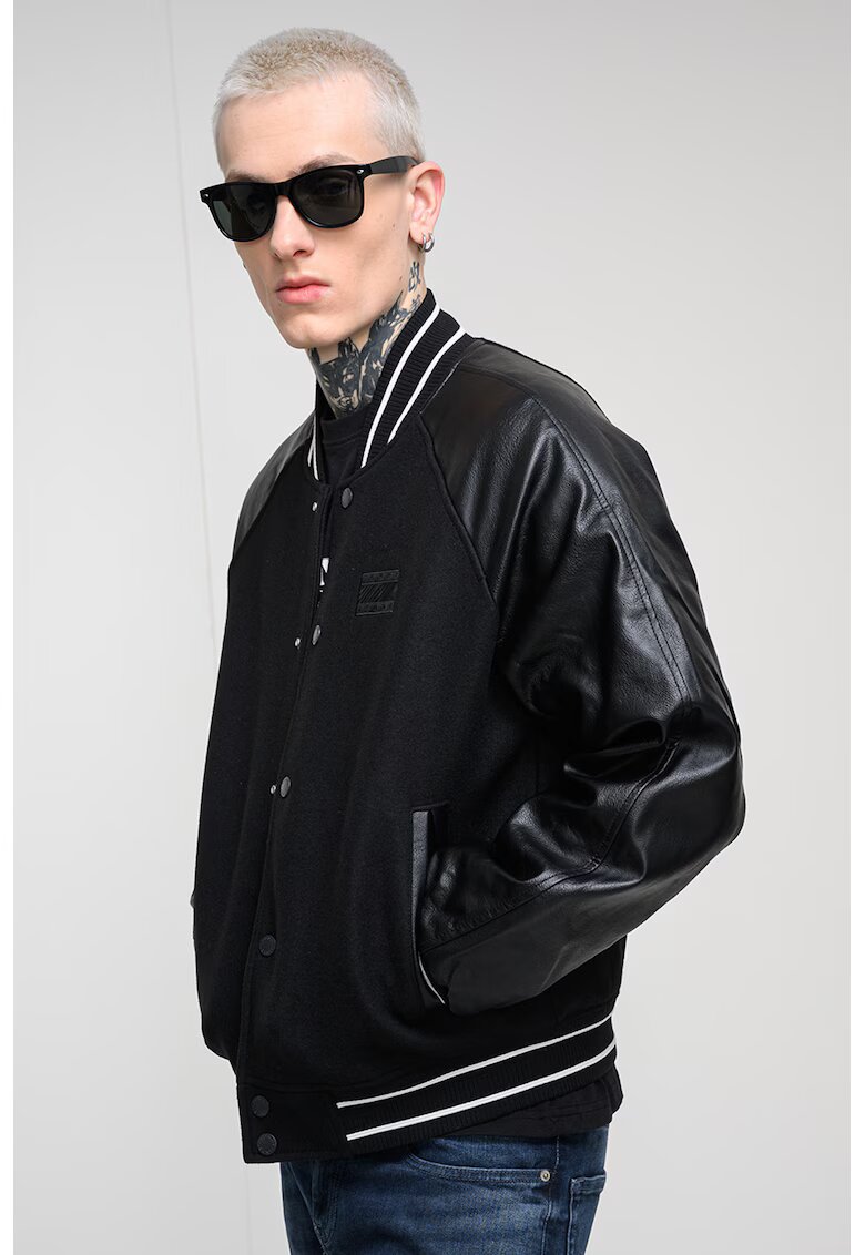 Tommy Jeans Бомбър яке с вълна - Черен