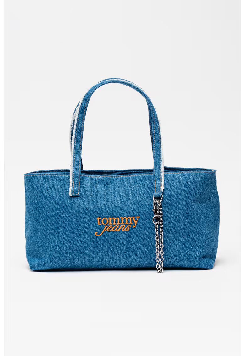 Tommy Jeans Дънкова чанта с отделяща се верижка - Син меланж