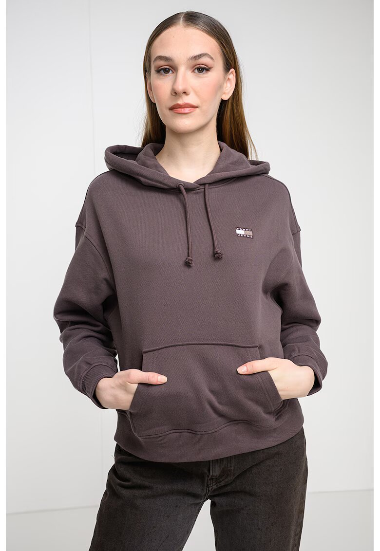 Tommy Jeans Худи с джоб кенгуру - Сиво-кафяв