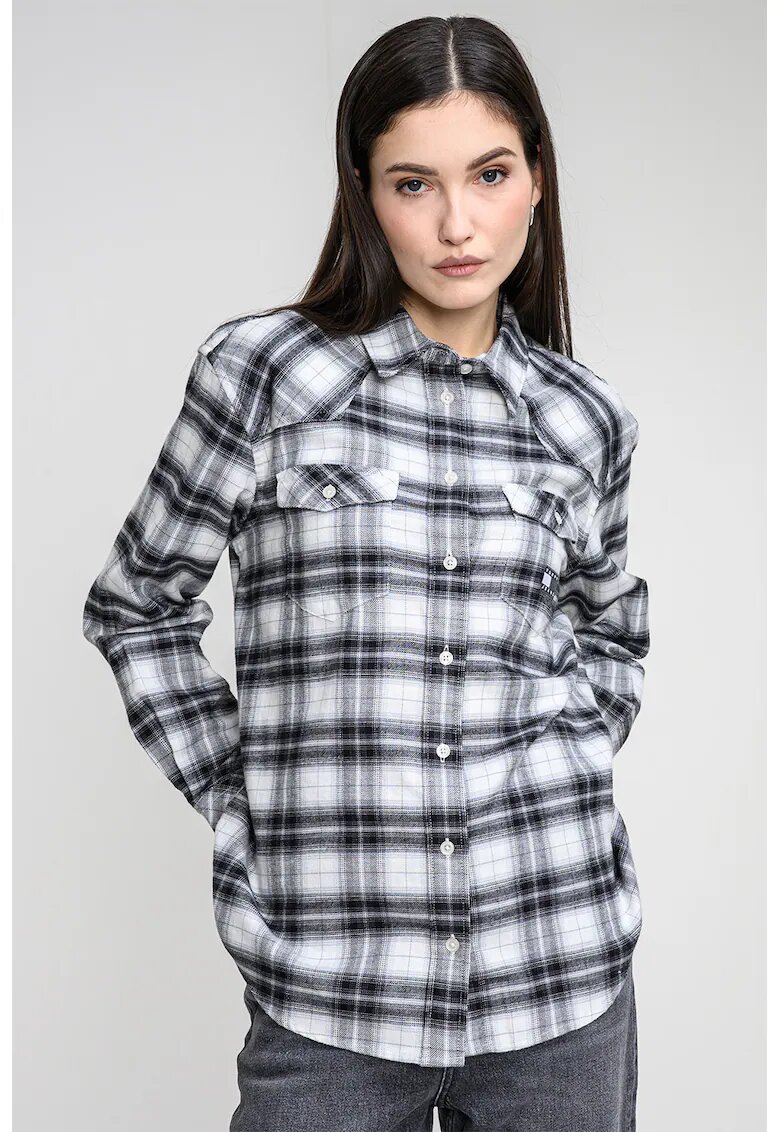 Tommy Jeans Карирана стандартна риза - Бял/Черен
