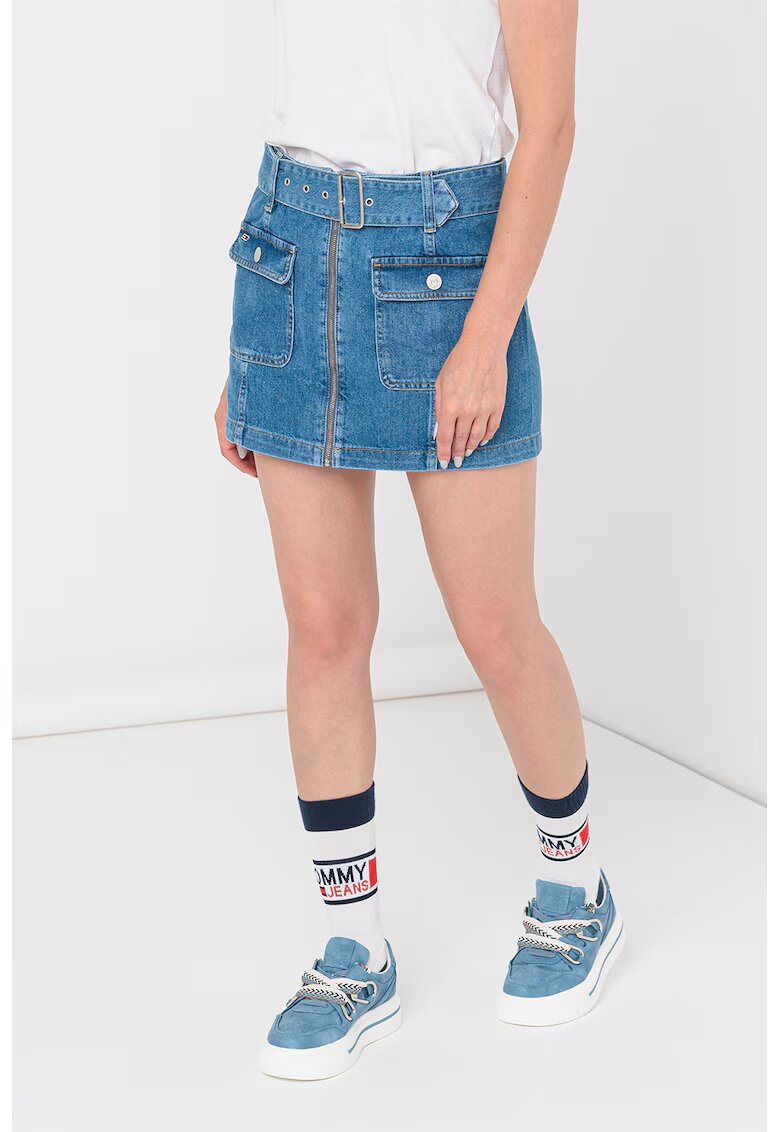 Tommy Jeans Къса дънкова пола с джобове