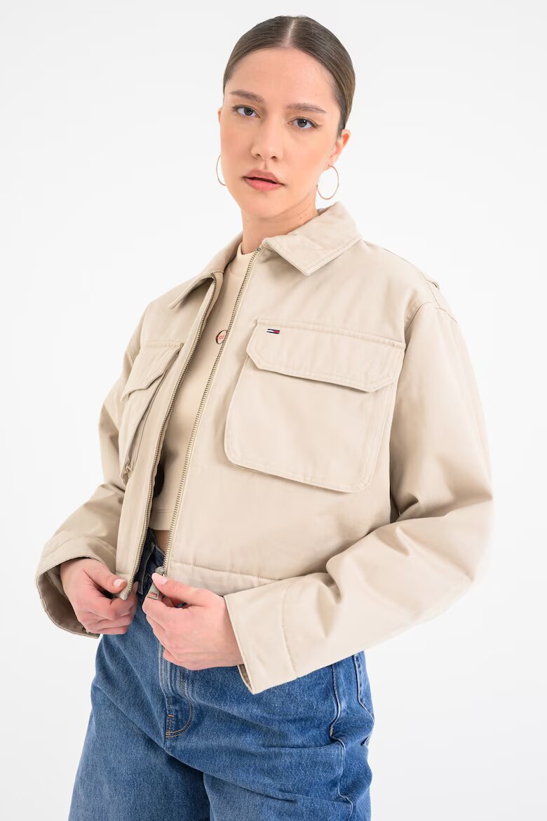 Tommy Jeans Късо яке с цип Бежов