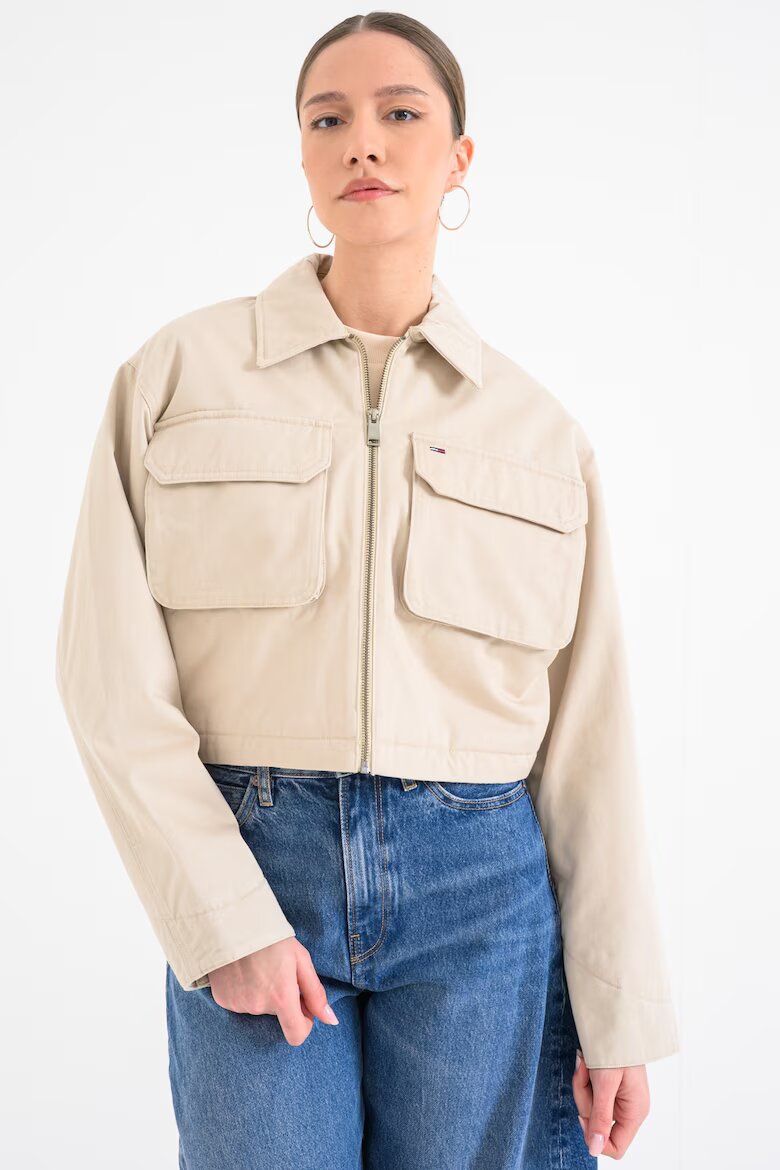 Tommy Jeans Късо яке с цип Бежов