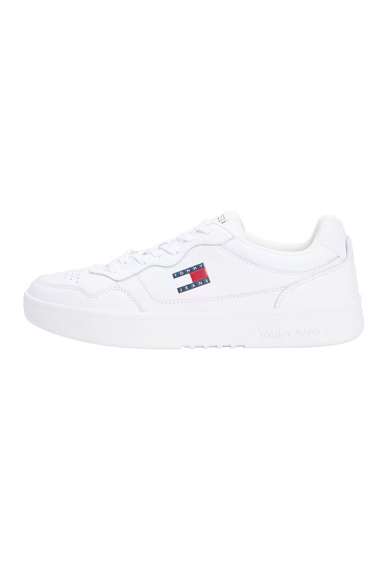 Tommy Jeans Кожени спортни обувки с нисък профил - Бял/Зелен/Светло