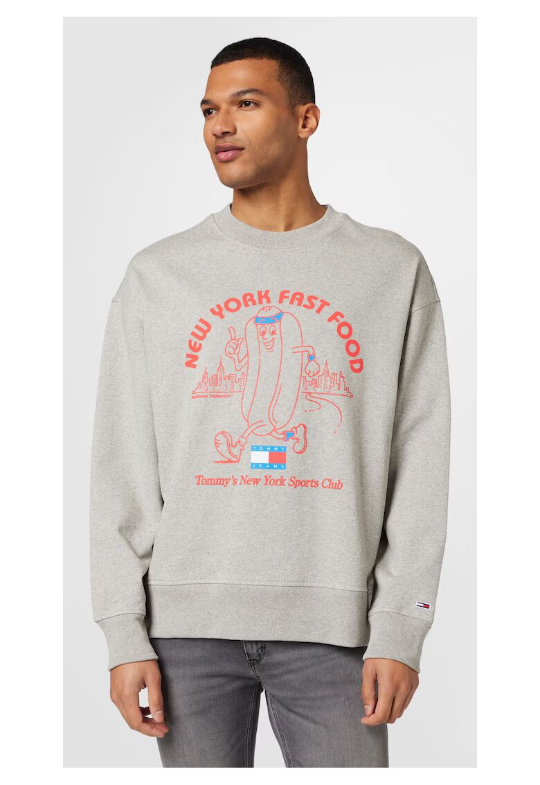 Tommy Jeans Мъжка блуза - Relaxed Sport - Сива - Памук - M Сребристосив