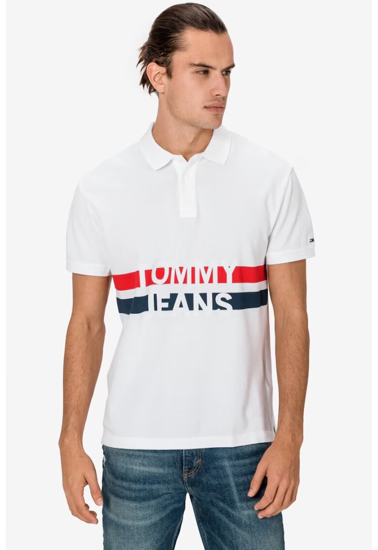 Tommy Jeans Мъжка поло тениска - Бяла - Органичен памук