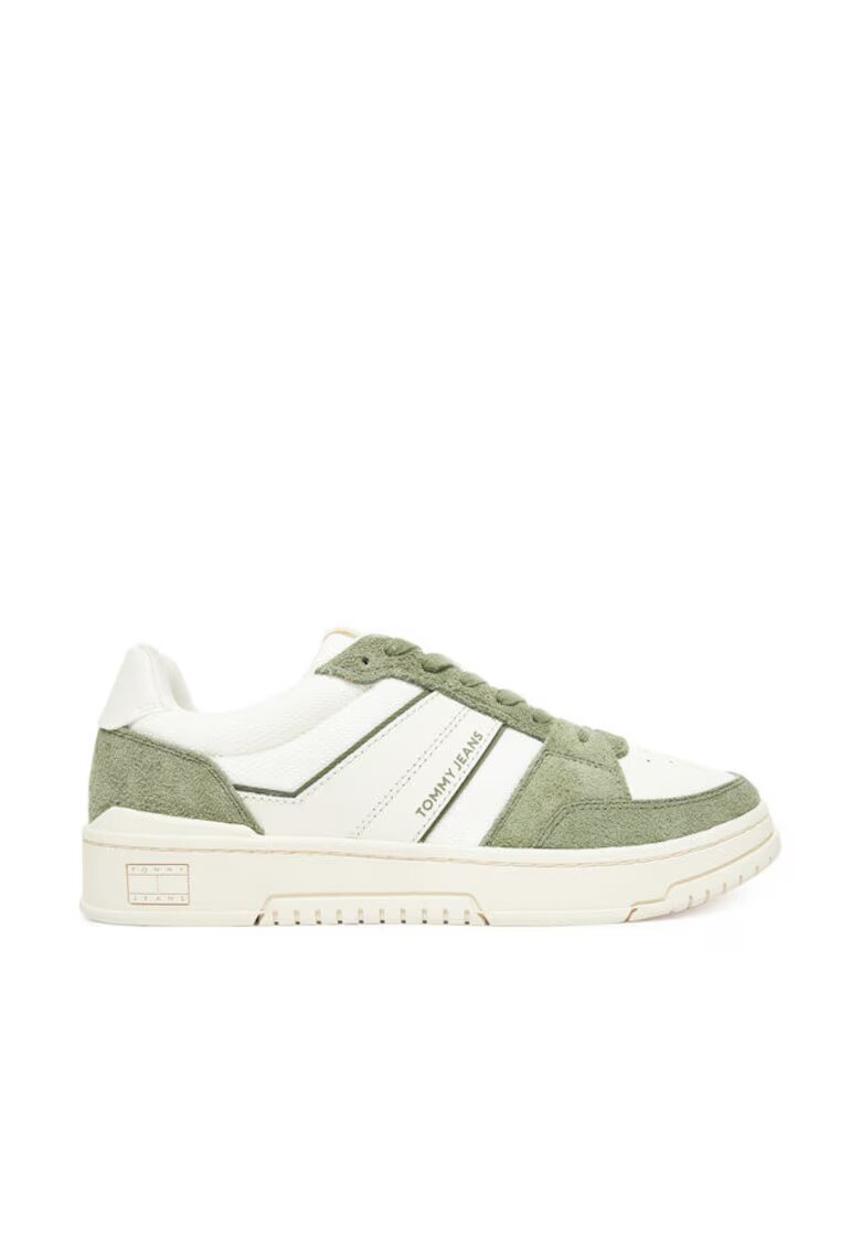 Tommy Jeans Мъжки кецове - 305438188 - естествена кожа - бял/зелен -... - Бял/Зелен