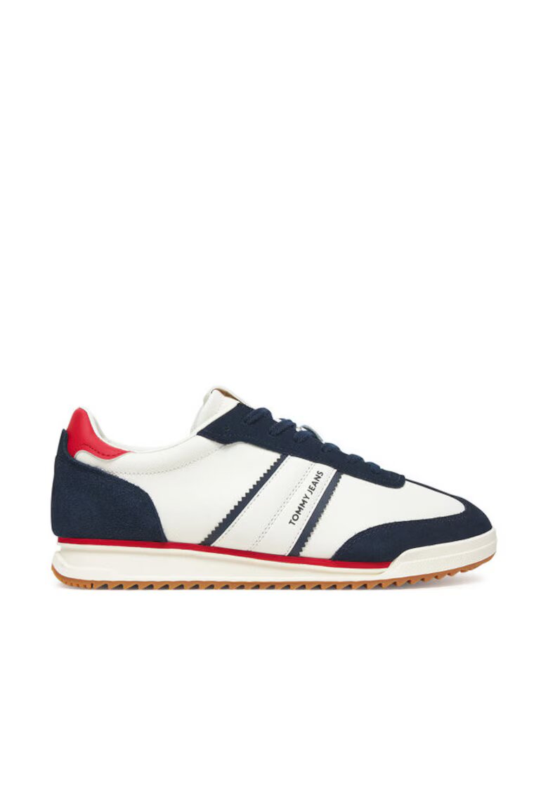 Tommy Jeans Мъжки кецове - 305553065 - естествена кожа - бял/тъмносин