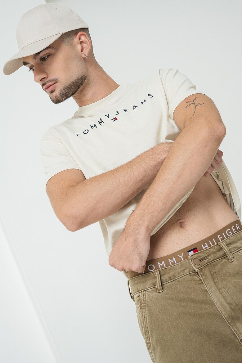 Tommy Jeans Памучна тениска с бродирано лого Червен/Крем/Тъмносин