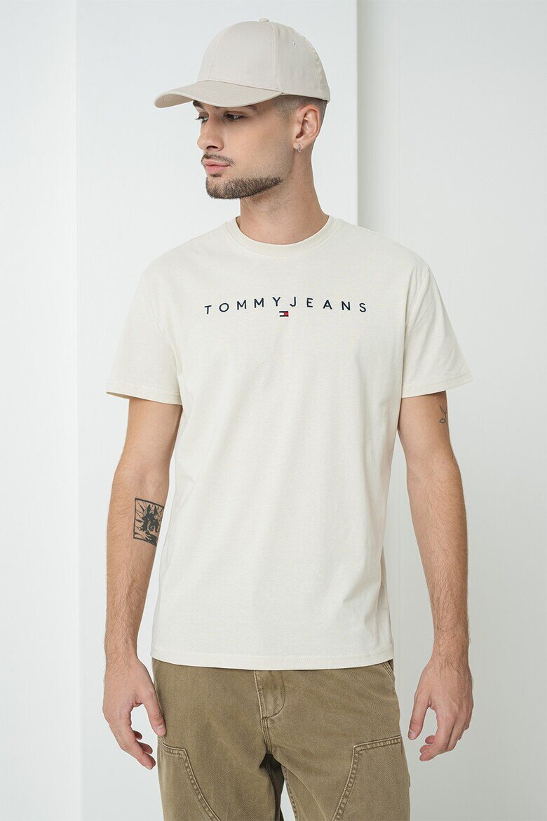 Tommy Jeans Памучна тениска с бродирано лого Червен/Крем/Тъмносин