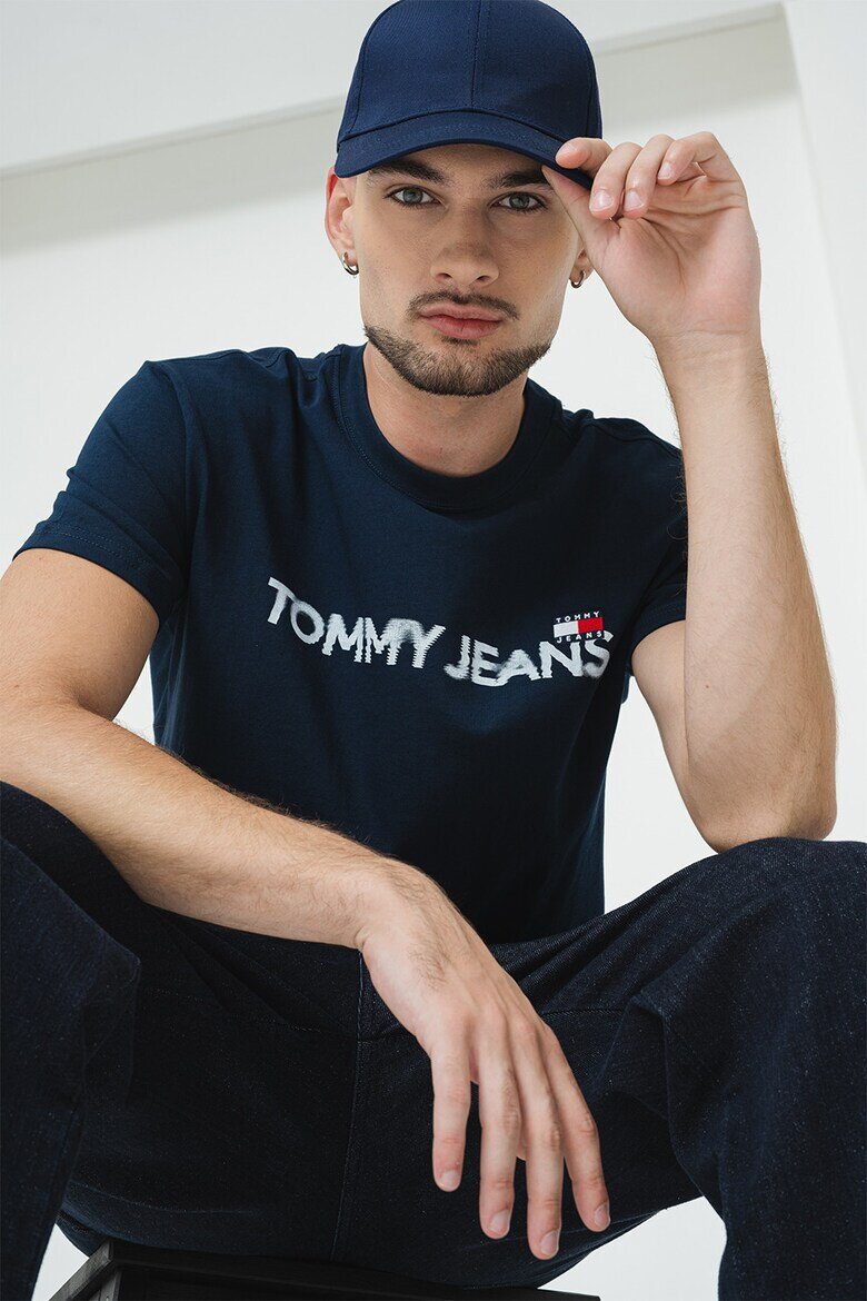 Tommy Jeans Памучна тениска с лого Червен/Бял/Тъмносин