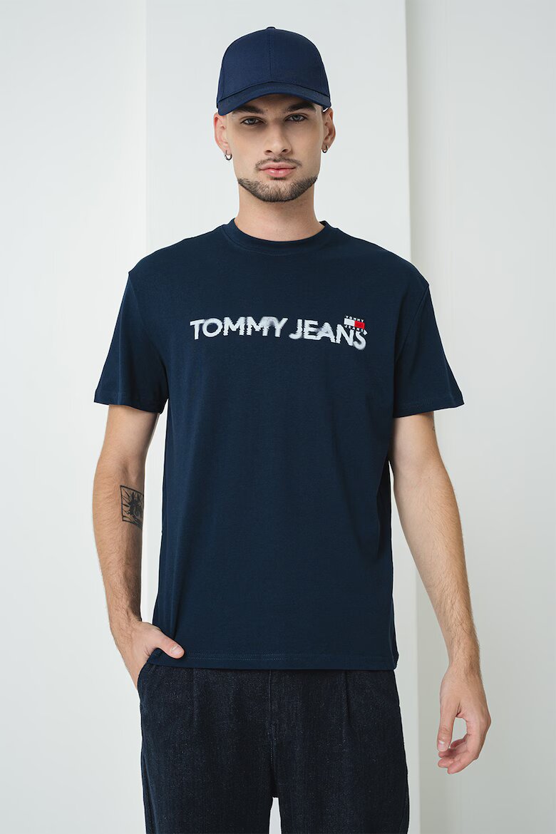 Tommy Jeans Памучна тениска с лого Червен/Бял/Тъмносин