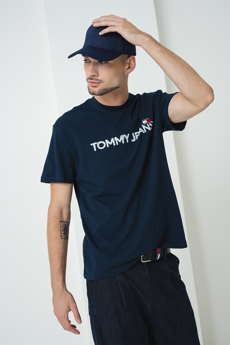 Tommy Jeans Памучна тениска с лого Червен/Бял/Тъмносин