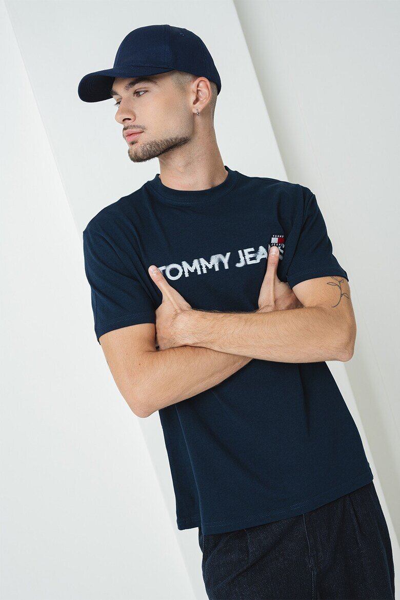 Tommy Jeans Памучна тениска с лого Червен/Бял/Тъмносин