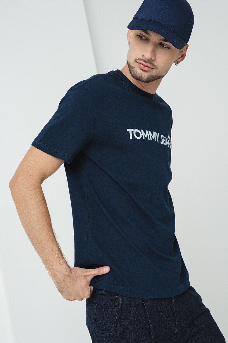 Tommy Jeans Памучна тениска с лого Червен/Бял/Тъмносин