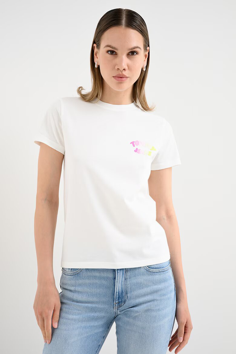Tommy Jeans Памучна тениска с лого Мръснобял