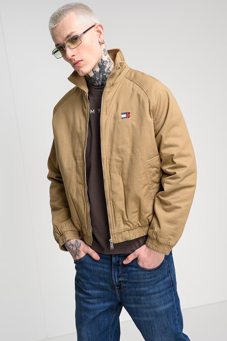 Tommy Jeans Подплатено яке от органичен памук с еластични маншети Бежов