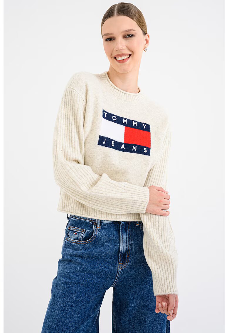 Tommy Jeans Пуловер с овално деколте и лого