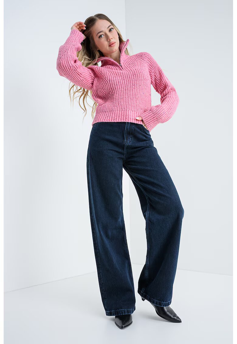 Tommy Jeans Пуловер с вълна с къс цип