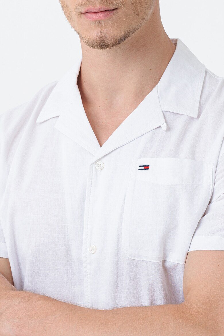Tommy Jeans Риза от органичен памук и лен Мръснобял