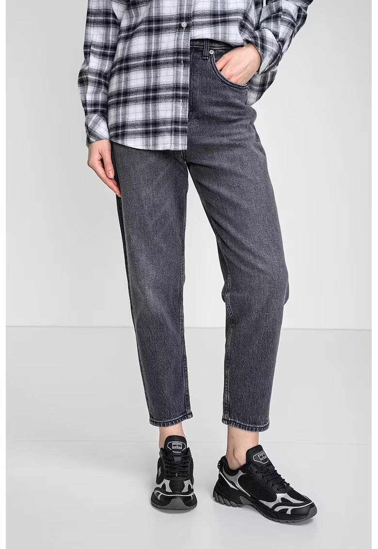 Tommy Jeans Скъсени дънки стил Mom с висока талия - Сив меланж