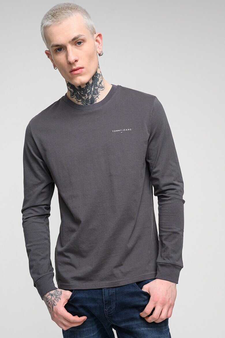 Tommy Jeans Слим блуза с овално деколте Избеляло черно