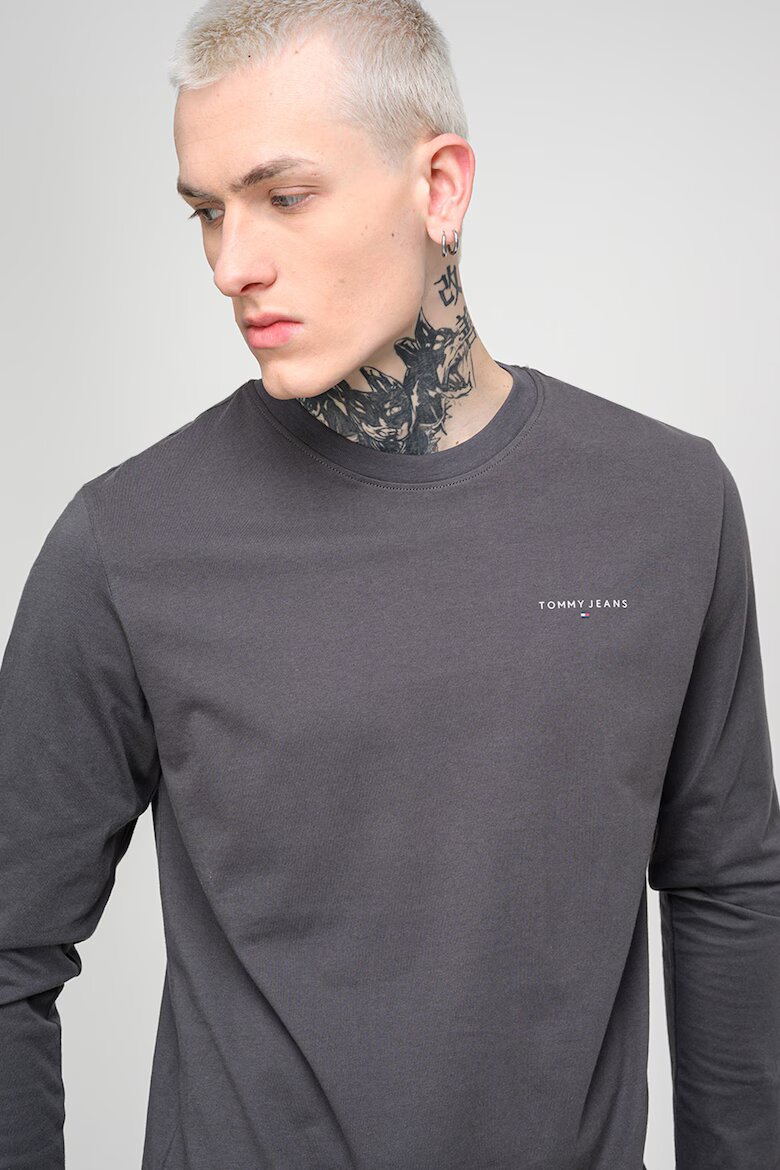 Tommy Jeans Слим блуза с овално деколте Избеляло черно