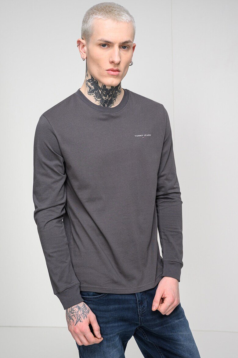 Tommy Jeans Слим блуза с овално деколте Избеляло черно