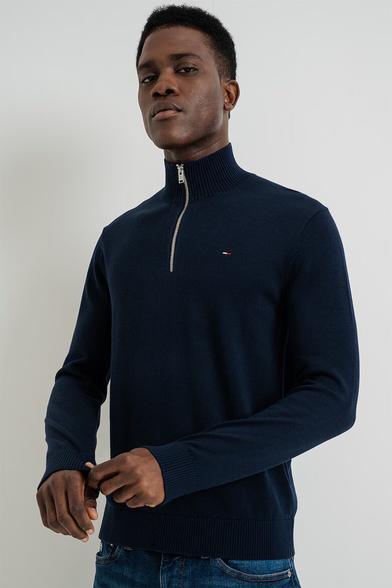 Tommy Jeans Слим пуловер от органичен памук Тъмносин