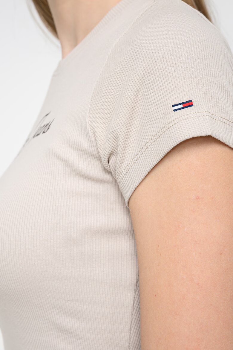 Tommy Jeans Слим тениска с лого Бежов
