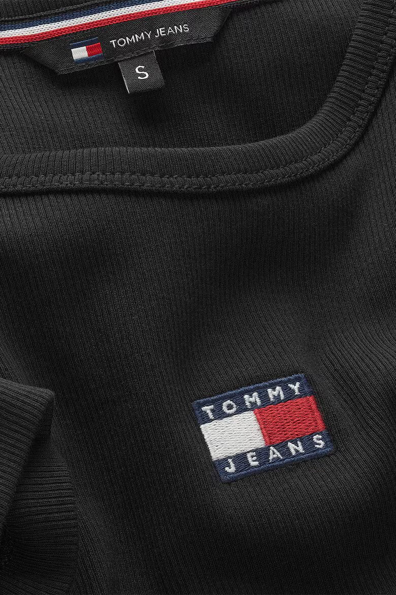 Tommy Jeans Слим тениска с рипс Черен